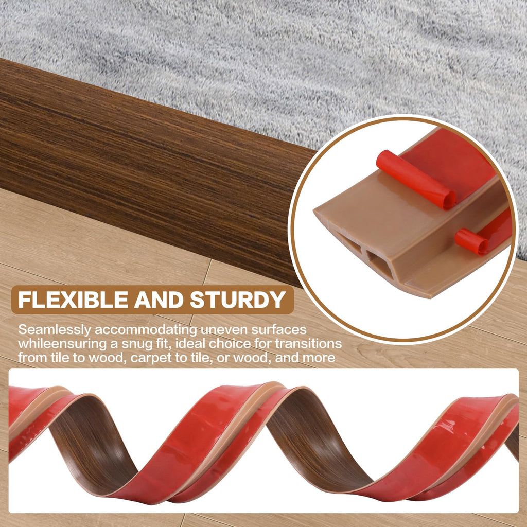 Floor Transition Strip Vinyl Door Threshold Ramp Self Adhesive Carpet Edging Strip Doorway Edge Trim (3.3 Foot)