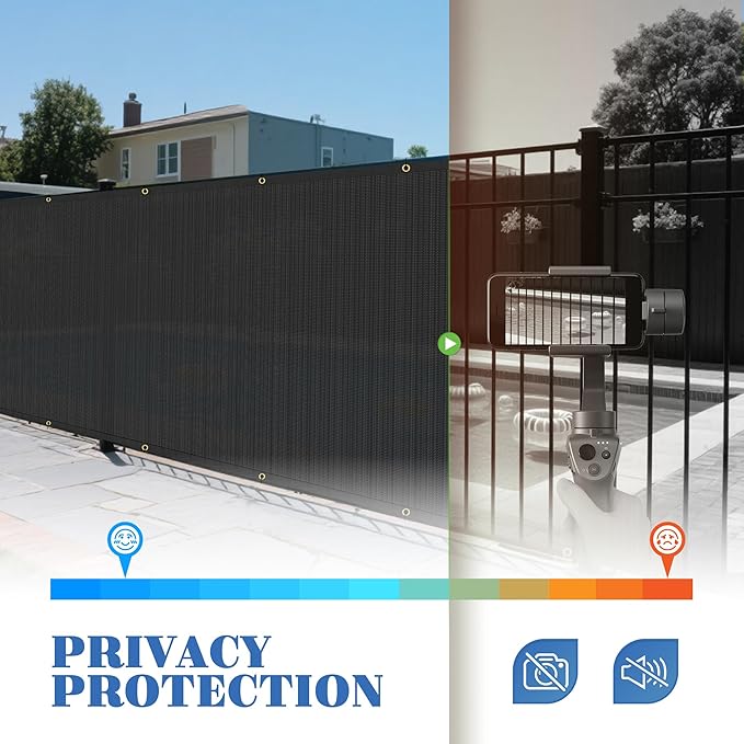 ECOOPTS 4'x56' Privacy Fence Screen Windscreen with Copper Grommets, Fit for Commercial Fence and Residential Garden Outdoor 90% UV Blockage, Cable Zip Ties Included (Black)