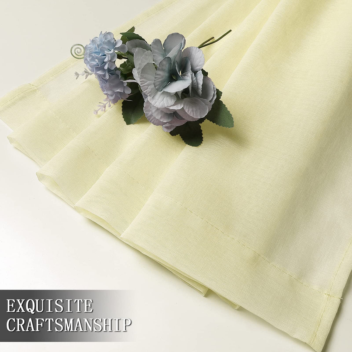 Sheer Curtains Living Room Linen Textured Curtain Sheers Light Filtering Voile Rod Pocket Curtains for Bedroom (2 Count)