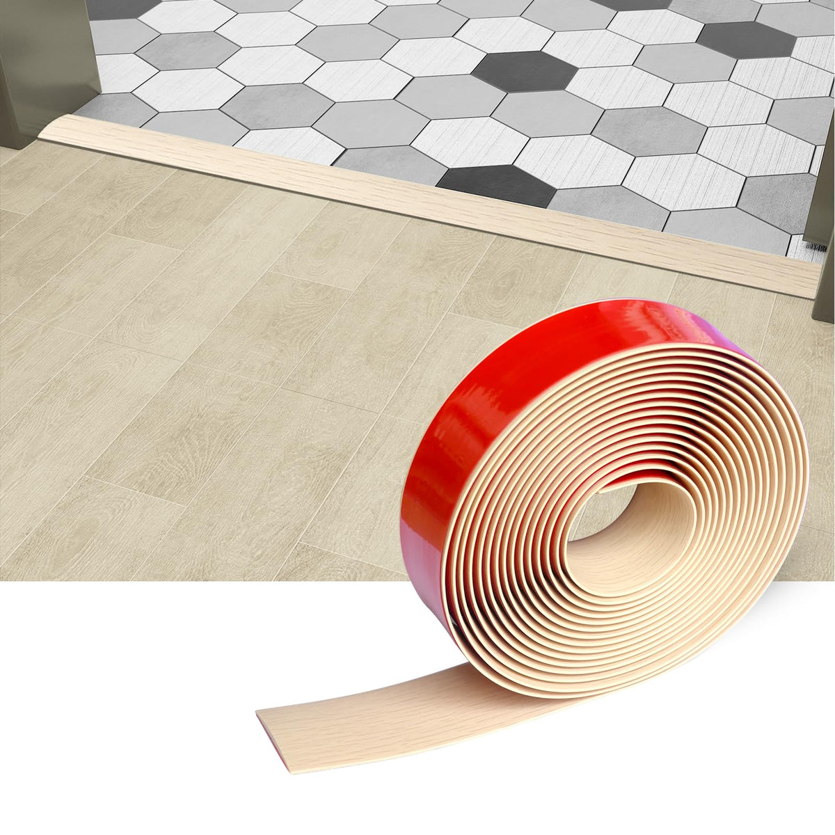 Floor Door Flat Transition Strip & Self Adhesive Floor Vinyl Floor Edge Trim Laminate Floor Gap Covering Joining Strip (118 Foot)