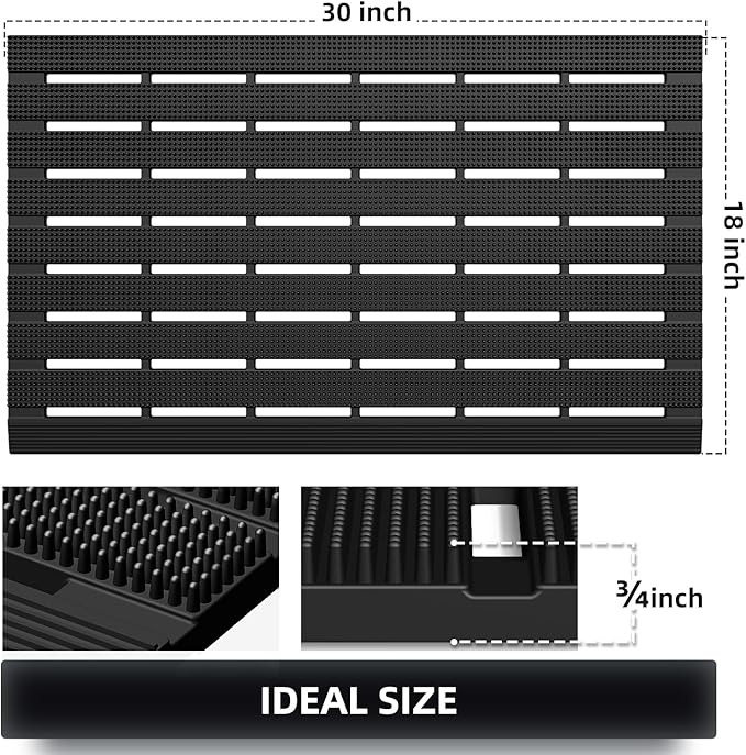 MATALL Heavy Duty Outdoor Mat - 18 x 30 Inches Non-Slip Drainage Floor Mat for All Weather Garage Pool Home Entry Indoor Mud Mat