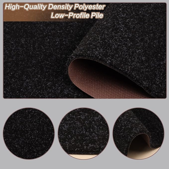 3' x 33' Runner Rugs with Rubber Backing, Indoor Outdoor Utility Carpet Runner Rugs, Black, Can Be Used as Aisle for The RV and Boat, Laundry Room and Balcony