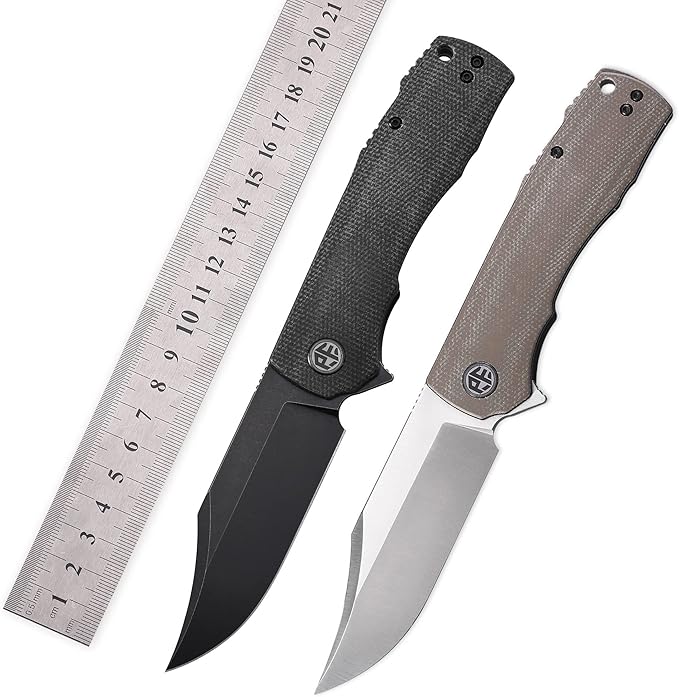 Petrified fish PFP03 Victor,3.58" K110 Satin Blade,140g Micarta Handel Flipper Liner lock Folding knife (Black Stonewashed)