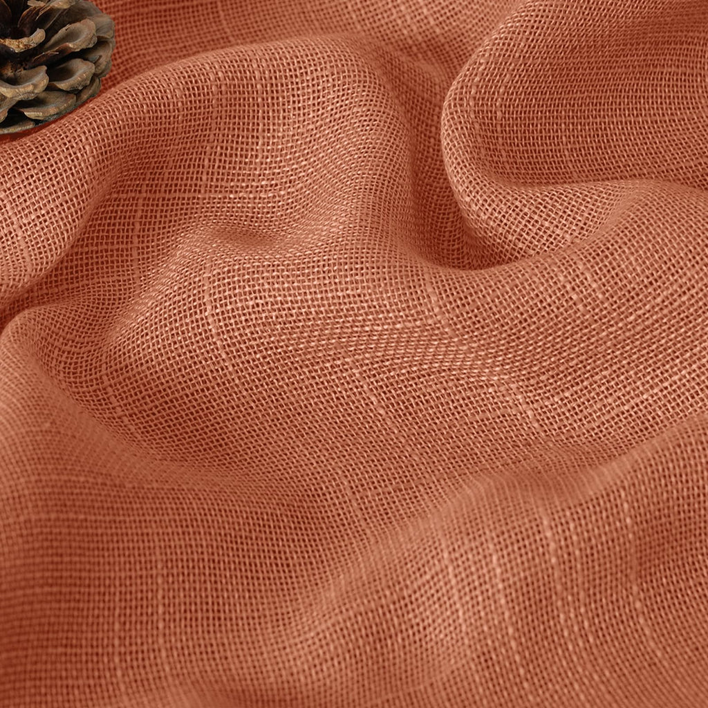 Burnt Orange Linen Semi Sheer Curtains 102 Inches Long for Living Room (2 Count)