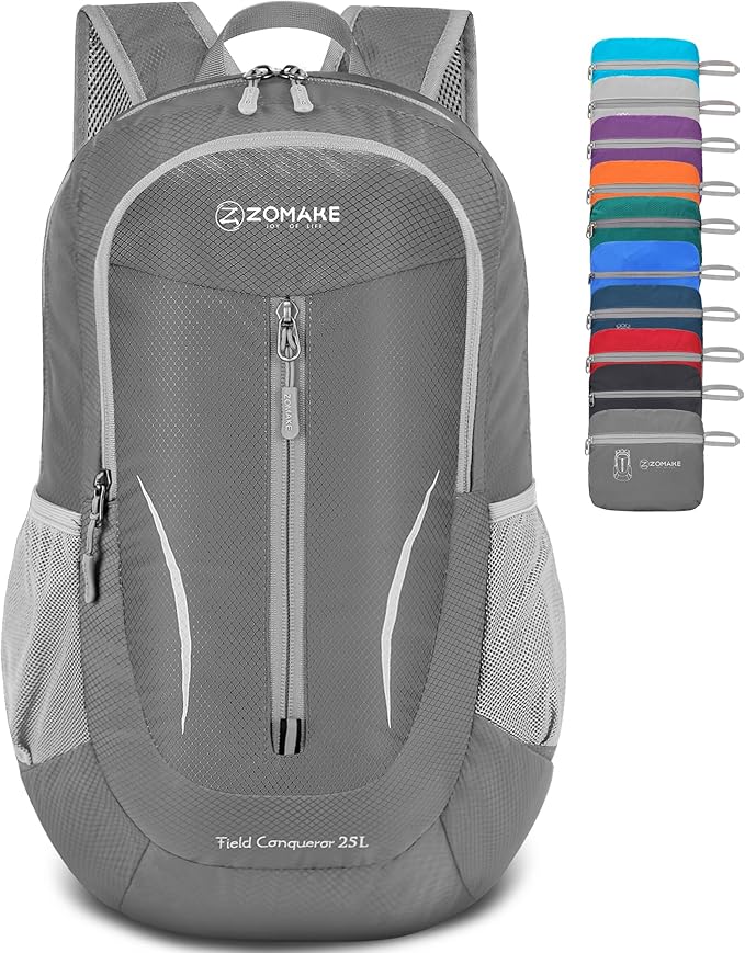 ZOMAKE Ultra Lightweight Packable Backpack 25L, Foldable Hiking Backpacks Water Resistant Small Folding Daypack for Travel(Dimgray NEW)