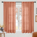 Burnt Orange Linen Curtains 48 Inches Long (2 Count)