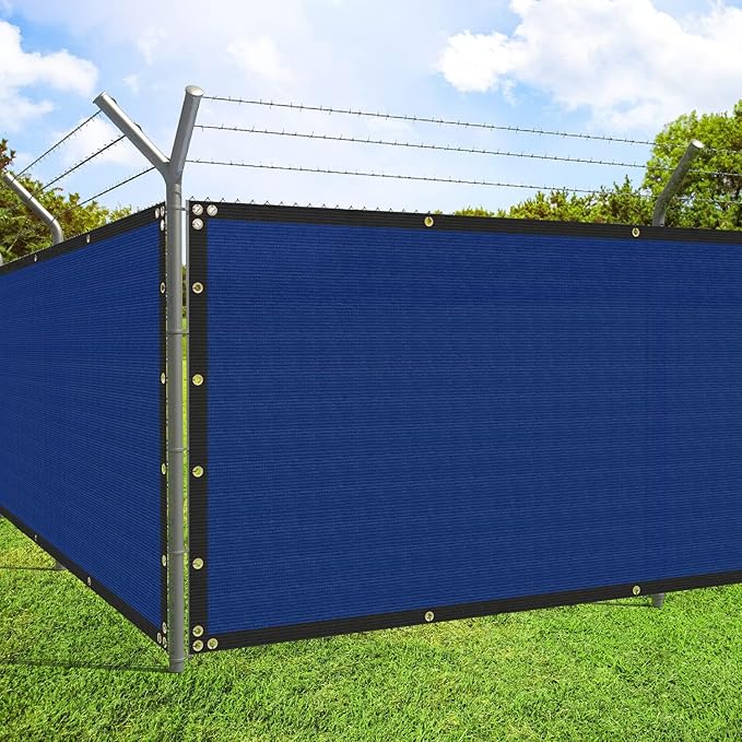 ECOOPTS 4'x298' Privacy Fence Screen Windscreen with Copper Grommets, Fit for Commercial Fence and Residential Garden Outdoor 90% UV Blockage, Cable Zip Ties Included (Blue)