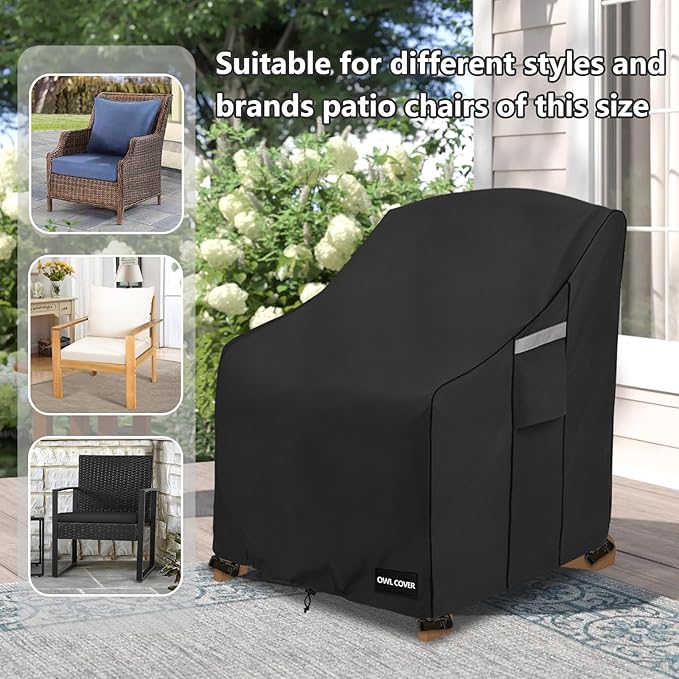 Outdoor Chair Covers 37"W x 40"D x 36"H,600D Heavy Duty Waterproof Patio Chair Cover,Outdoor Furniture Covers for Lawn/Garden Chiar,Black