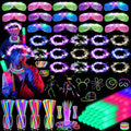 142 PCS Glow in the Dark Party Supplies, 14PCS Foam Glow Sticks, 14PCS Light Up Headband,14PCS LED Glasses and 100PCS Glow Sticks Bracelets,for Glow Party, New Year, Wedding, Concert, Birthday