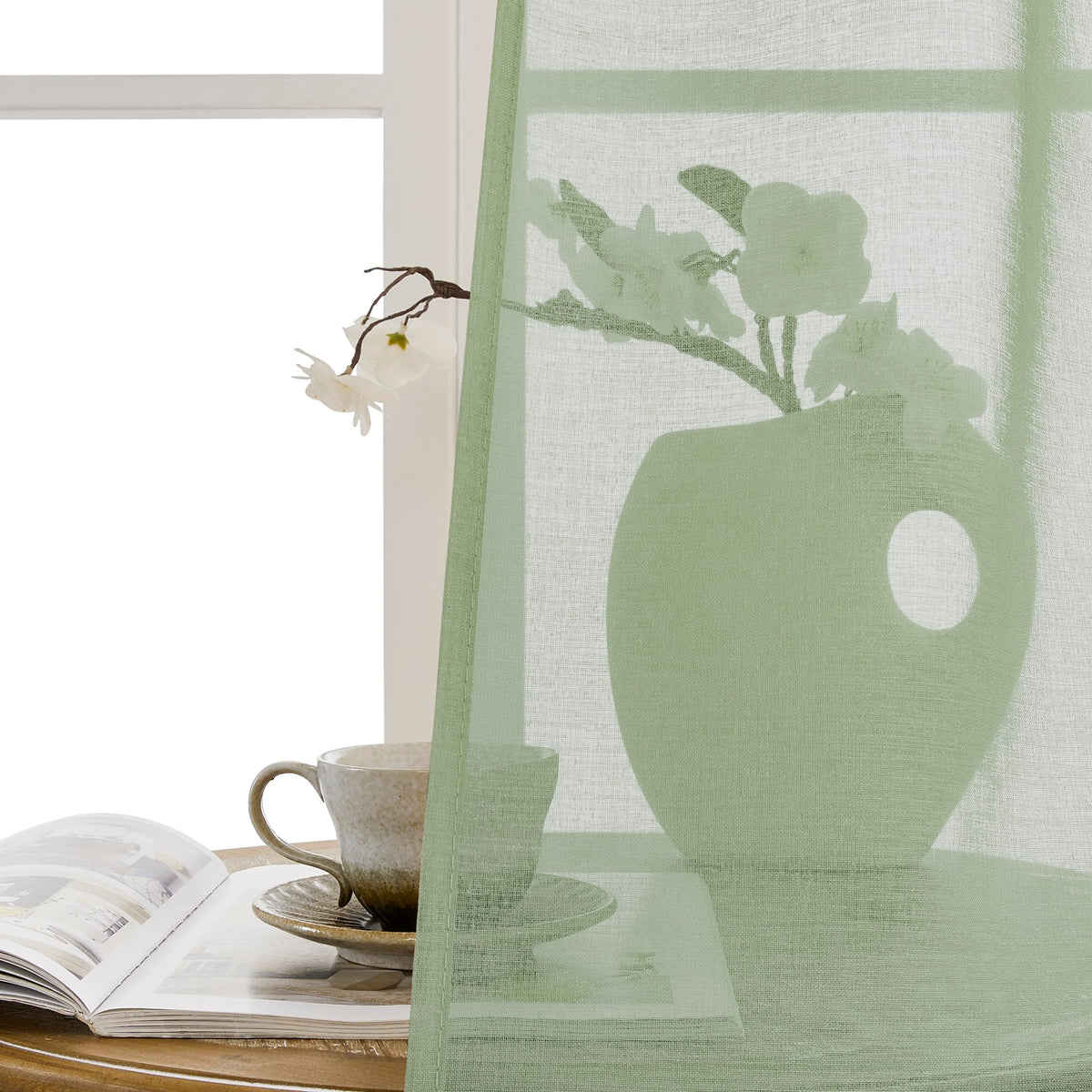 Short Sheer Door Curtains Closet Linen Textured Curtains Sheer Doorway Light Filtering Voile Patio Glass Door Rod Pocket Curtain French Doors