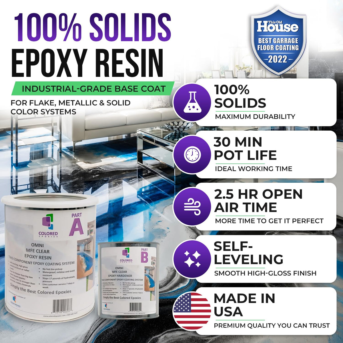 Coloredepoxies 10001 Clear Epoxy Resin Coating 100% Solids (64 Fl Oz)