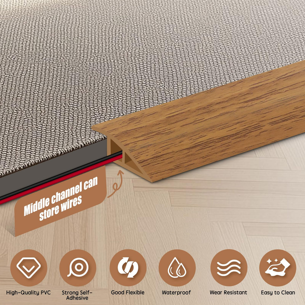 Floor Transition Strip Door Threshold 39" Floor Transition Reducer Trim on The Edges Threshold Strip Self Adhesive Suitable for Doorways