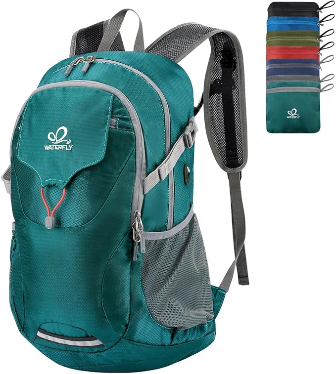 WATERFLY Lightweight Packable Hiking Backpack: 30L Foldable Travel Daypack Ultralight Camping Day Pack for Woman Man
