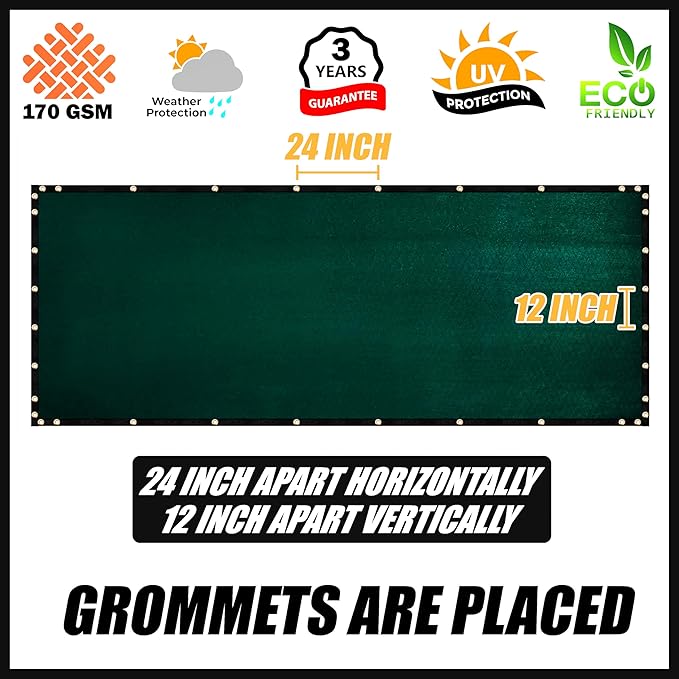 Royal Shade Custom Size 4' x 58' Green Fence Privacy Screen Windscreen Cover Netting Mesh Fabric Cloth - Cable Zip Ties Included (We Make Custom Size)