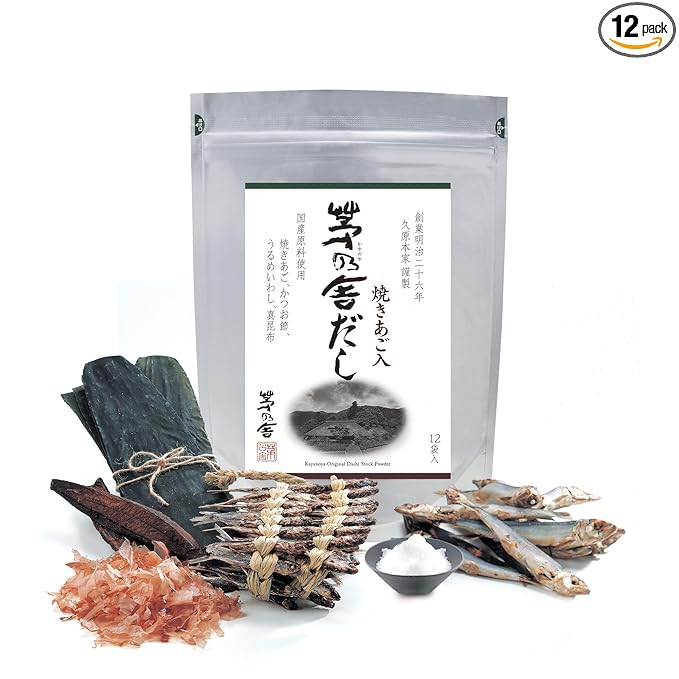 Kayanoya Dashi, Original Dashi Stock Powder, Dashi Powder with Superb Flavor from Bonito Flakes, Round Herring, Grilled Flying Fish and More, (8g Packets x 12)
