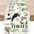 Farmhouse Cow Table Runner, Rustic Rooster Chicken Pig Floral Leaves Animals Spring Coffee Table Center Decor for Family Kitchen Dining and Outdoor Country Holiday Party Table Decorations, 13"x72"