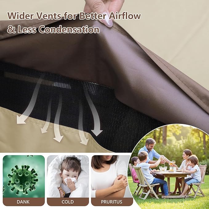 Outdoor Patio Furniture Cover - Heavy Duty Waterproof 600D Tough Canvas Protector for Square Table Cover, All-Season Dining Table and Chair Cover (86L x 86W x 28H Inch)