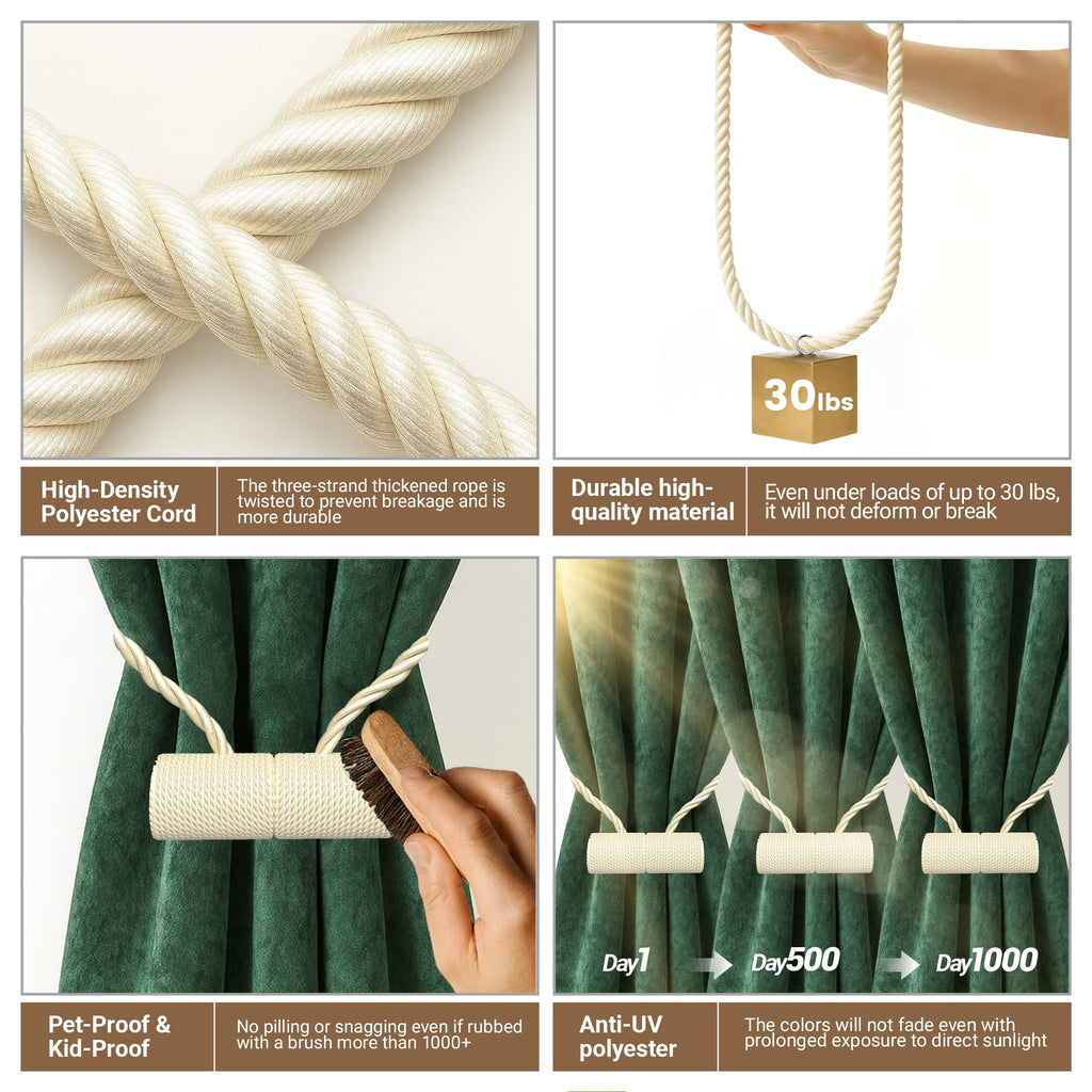 Magnetic Curtain Tiebacks Beige 2pcs (2 Count)
