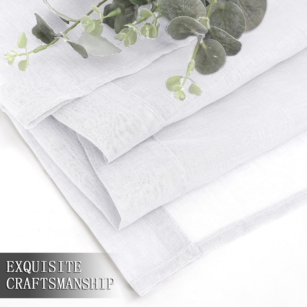 Short Sheer Curtain Living Room Linen Textured Curtains Sheer Light Filtering Voile Rod Pocket Curtain for Bedroom (2 Count)