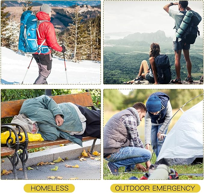 Macarrie 100 Pack Emergency Thermal Blankets Silver Foil Survival Blanket Space Blanket Survival Kit for Outdoors, Camping, Hiking, Homeless, Survival or First Aid (Gold)
