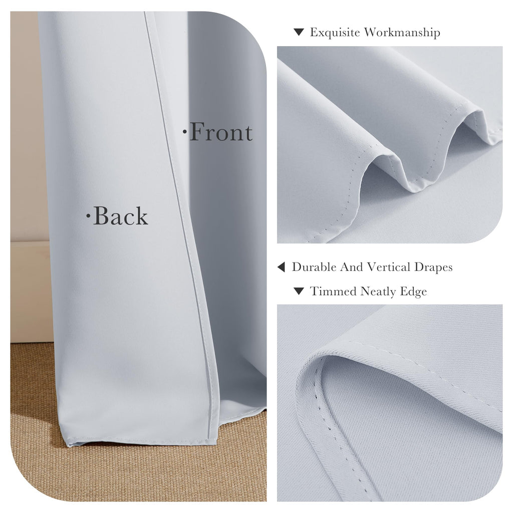 Greyish White Room Darkening Kitchen Curtains 2 Panels Set