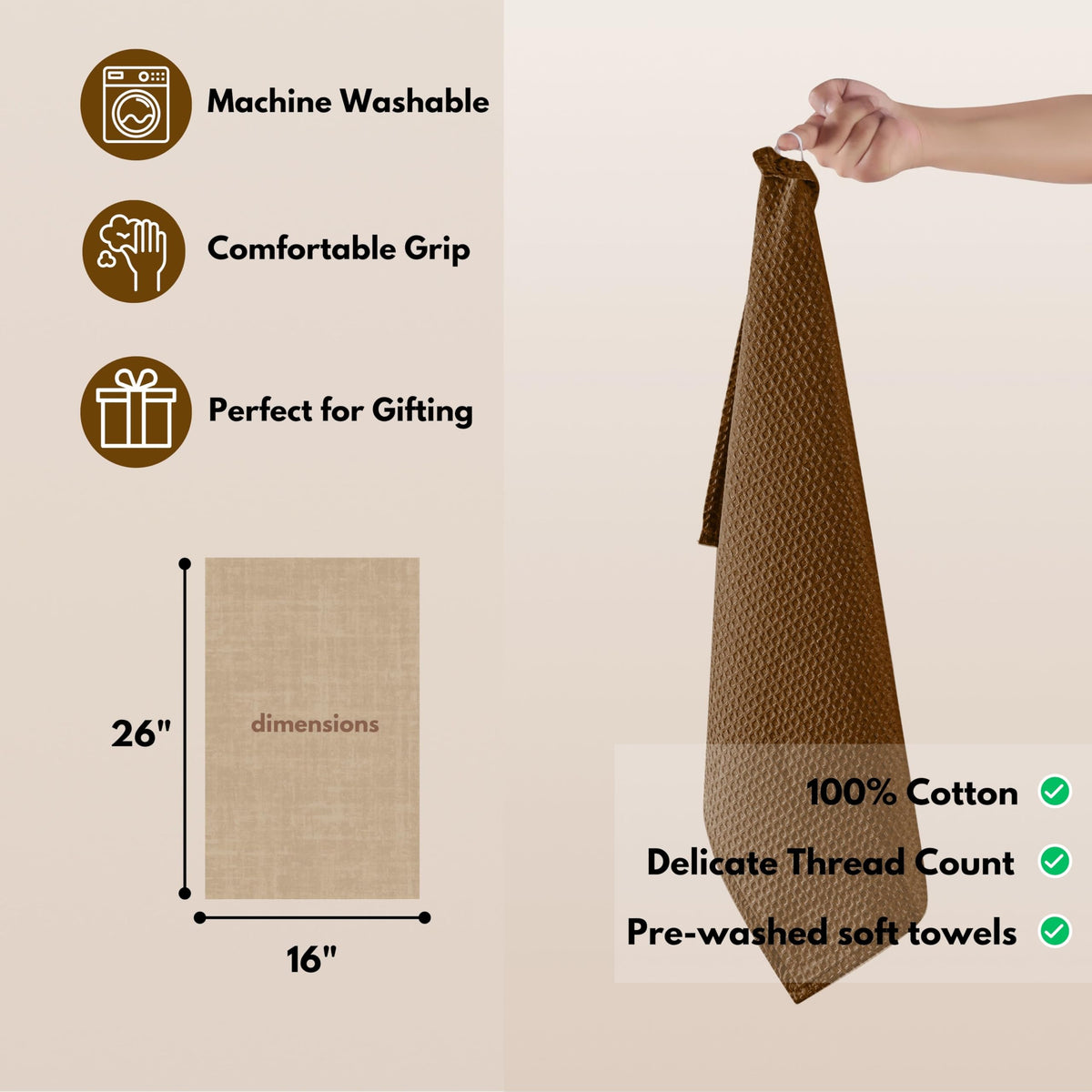 Cotton Dish Towel 4 Pack Waffle Weave Tea Towels for Cleaning Drying (4 Count)