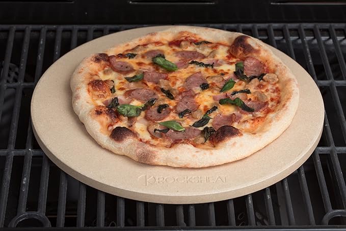 K ROCKSHEAT Pizza Stone for Oven and Grill 14.2 Inch Round, Cordierite Bread baking stone, 14.2" Cooking Stone for Grill
