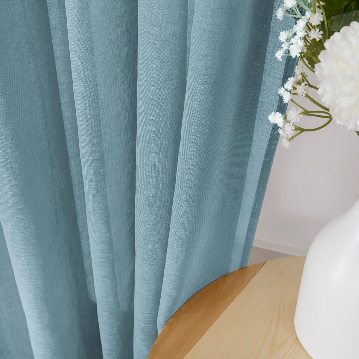 Sheer Curtains Linen Textured Living Room Curtain Sheers Light Filtering Rod Pocket Voile Curtains for Bedroom (2 Count)