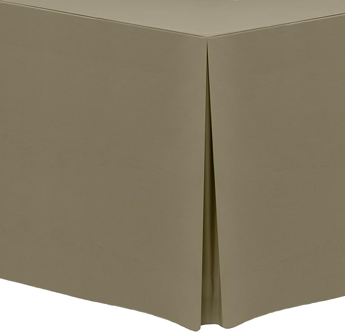 Ultimate Textile 5 ft. Fitted Polyester Tablecloth - Fits 30 x 60-Inch Banquet and Folding Rectangular Tables - 42" H, Cafe Khaki