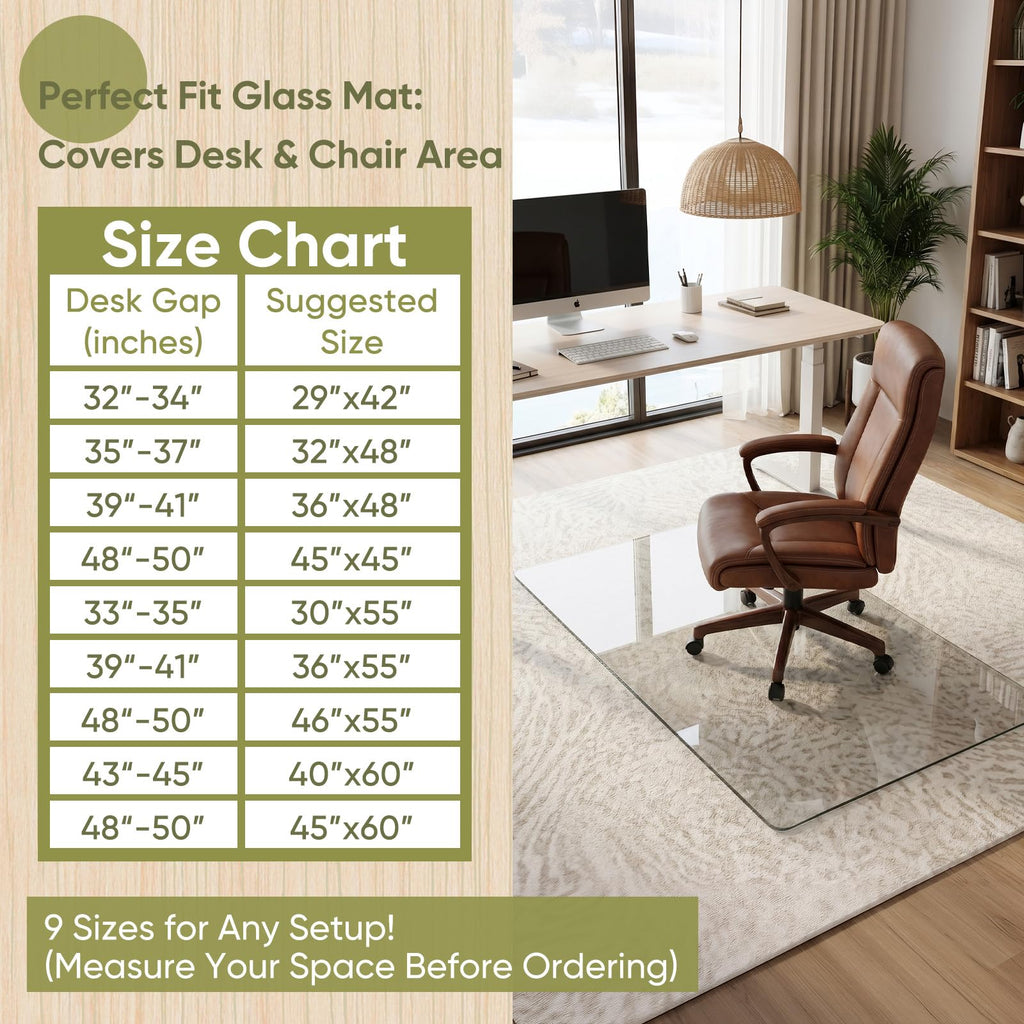 40"x60" Tempered Glass Chair Mat for Carpet & Hardwood Floors