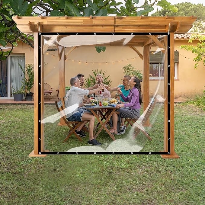 Covers & all Clear Tarp Heavy Duty Waterproof, 20mil Clear Tarp with Grommets, Outdoor Tarp for Patio Covers, Porch Screens, Greenhouses, Chicken Coop (8' H x 10' W Feet), Indoor or Outdoor Use