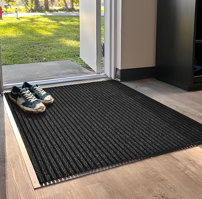 SRDDQLC Door Floor Mat Commercial Grade Large Size Heavy Duty Tough Entry Collection Slip Skid Entrance Mat with Rubber Backing Low Profile and Easy to Clean Indoor Outdoor Rug,3x4FT,Black