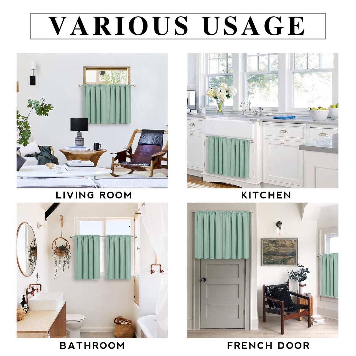 Kitchen Blackout Curtains Over Sink 36 inch Length