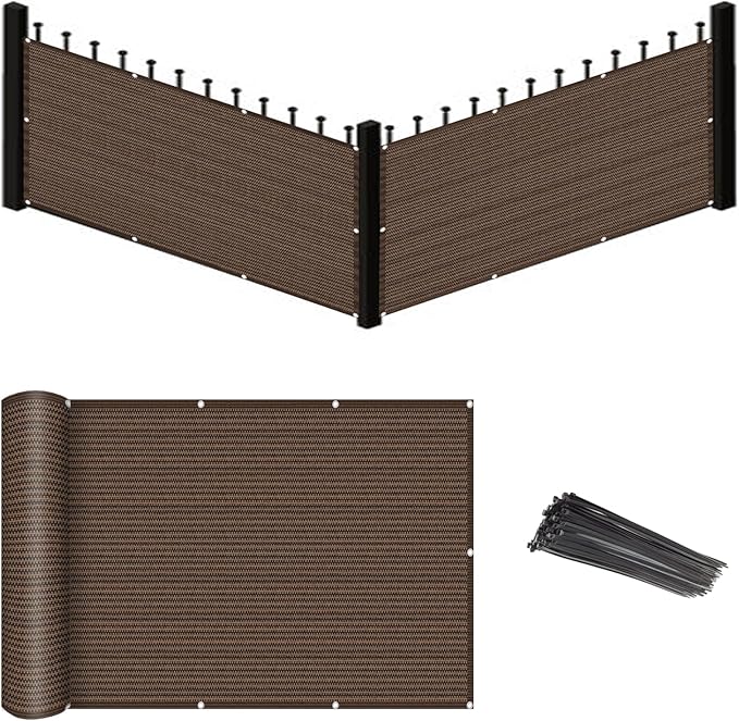 Eden's Decor Balcony Privacy Screen Brown 3'x 9' Cover Mesh Windscreen Weather-Resistant UV Protection for Backyard Deck, Patio, Balcony, Pool, Porch, Fence, Railing, Gardening