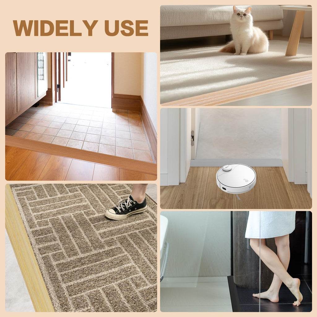 Floor Transition Strip Vinyl Door Threshold Ramp Self Adhesive Carpet Edging Strip Doorway Edge Trim (3.3 Foot)
