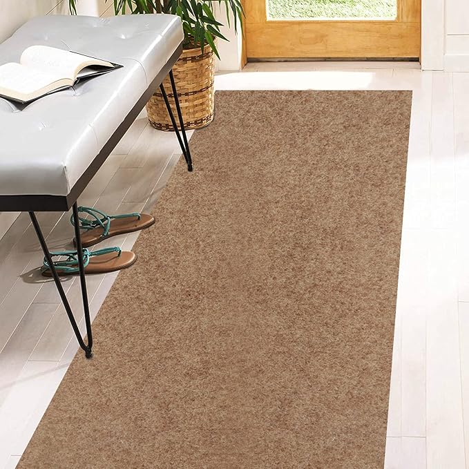 4' x 42' Runner Rugs with Rubber Backing, Indoor Outdoor Utility Carpet Runner Rugs, Sand, Can Be Used as Aisle for The RV and Boat, Laundry Room and Balcony