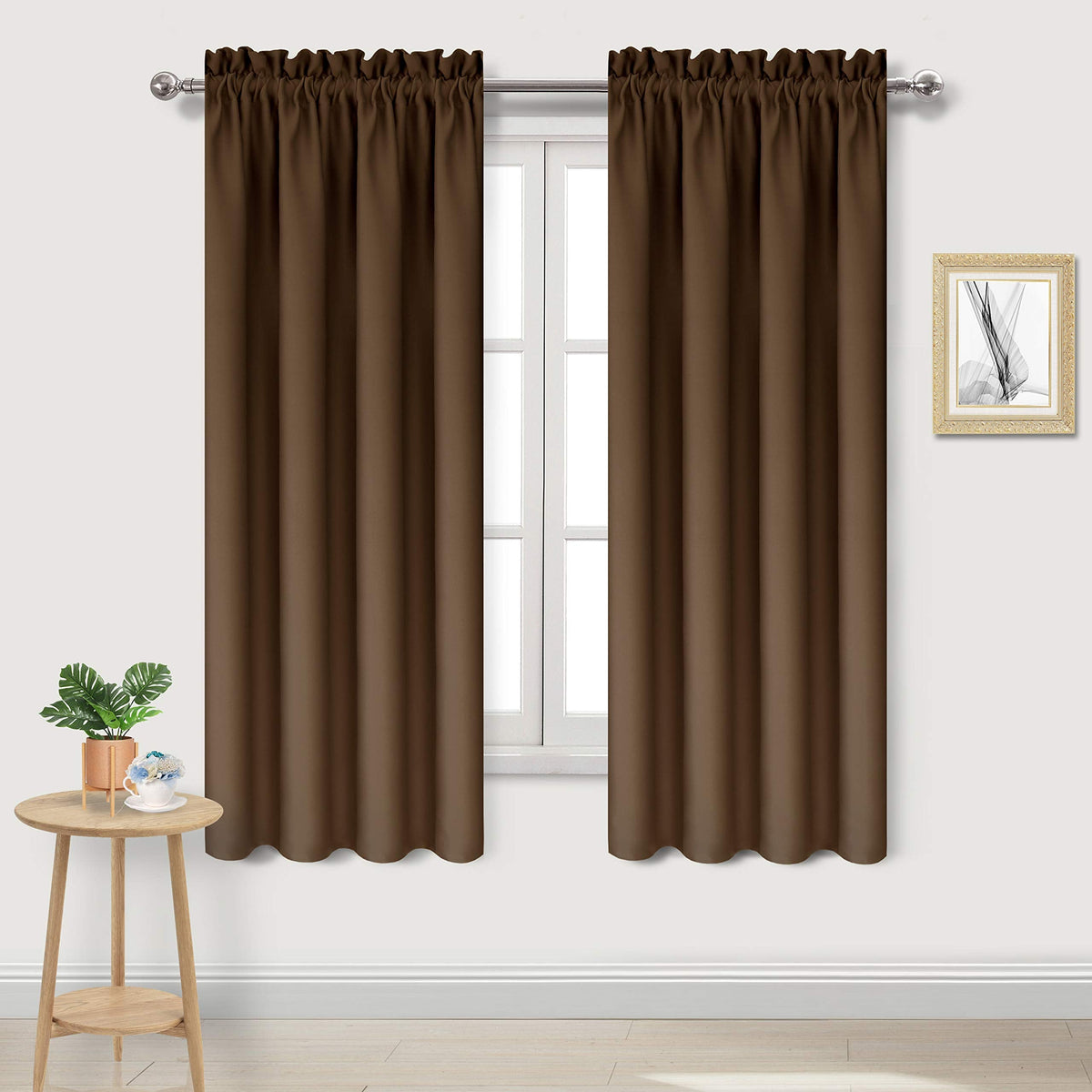Blackout Curtains for Bedroom Living Room 38 x 63 Inch Long Brown (2 Count)