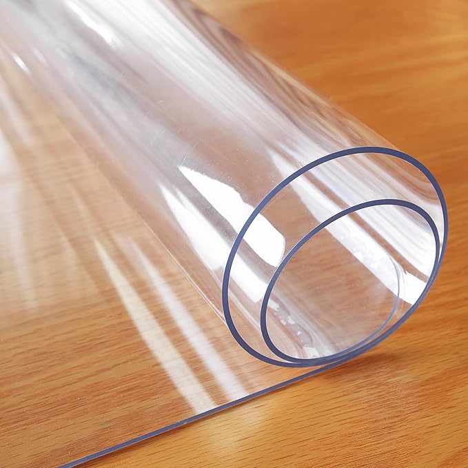 Clear Table Protector 24 x 96 Inch, 1.5mm Thick Plastic Table Cover, Waterproof PVC Clear Table Cover Protector, Desk Protector Mat, Writing Desk Pad for Desktop, Coffee & Dining Room Table