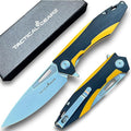 TACTICAL GEARZ Pocket Folding Knife for EDC, D2 Steel Blade, Dual Color G10 Handle, Includes Sheath (Kuma Yellow/Black)