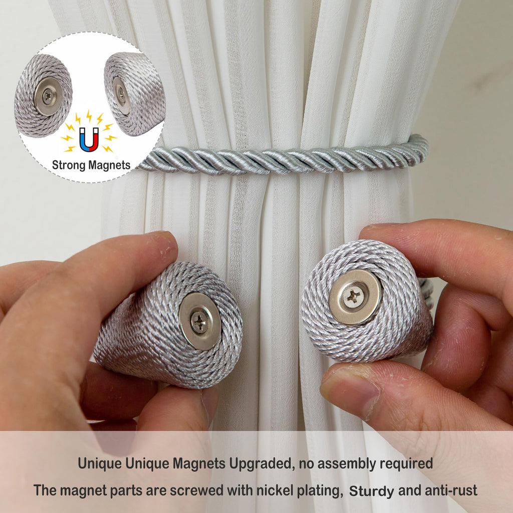 Magnetic Curtain Tiebacks 2 Pack Outdoor Rope Curtain Tie Backs Decorative Window Treatment Holdbacks for Home Decorative Curtain