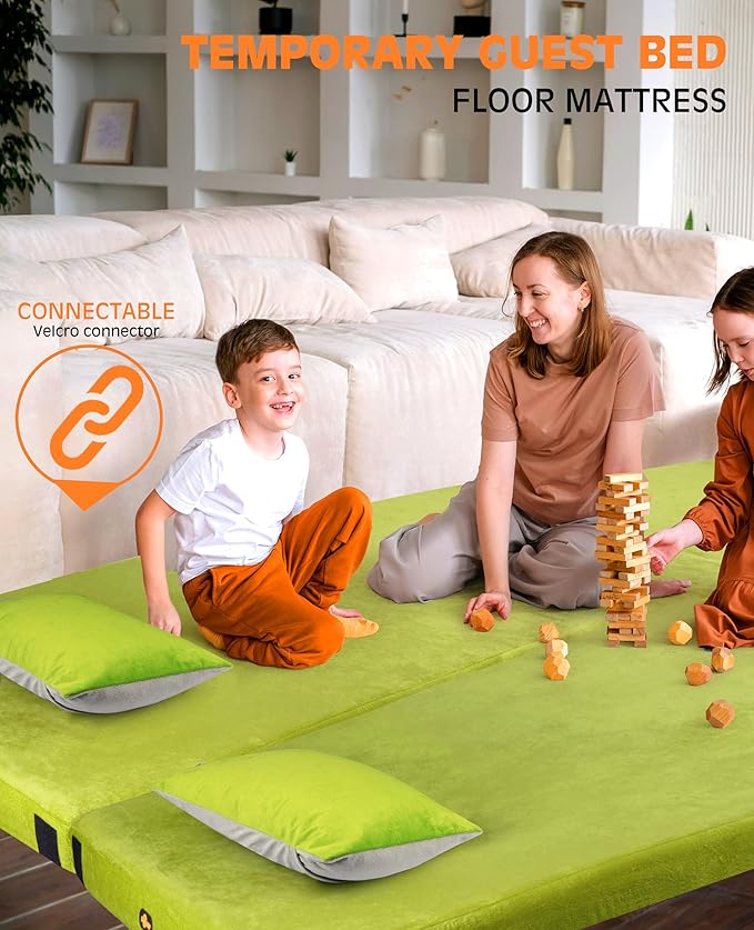 4 Inch GAIALOOP Extra Thick Memory Foam Camping Mattress, Roll Up Floor Sleeping Mat Camp Cot Mattress Pad Travel Camping Couch Bed for Guest Adults Side Sleepers