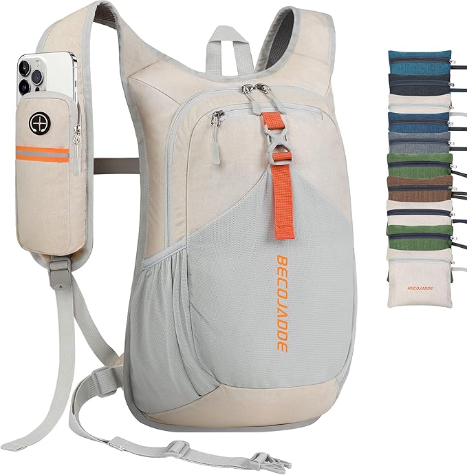 20L Small Hiking Backpack for Men Women Foldable Packable Back Pack Ultralight Hiking Daypack for Travel Camping Outdoor, Beige