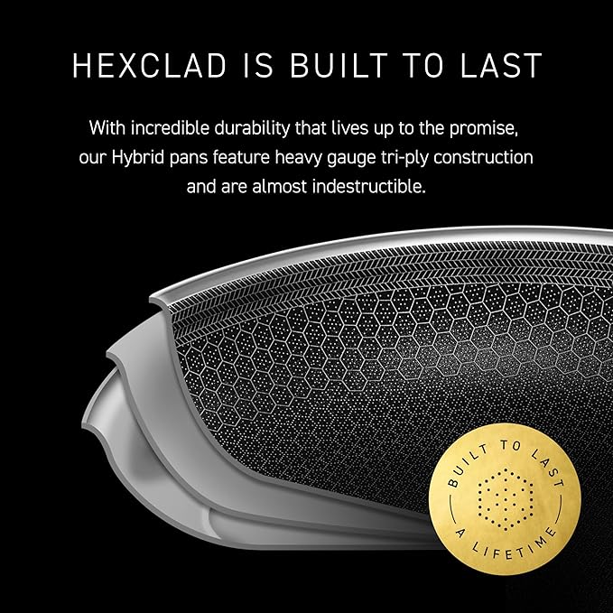 HexClad Hybrid Nonstick 12-Inch Wok with Stainless Steel Lid, Stay-Cool Handle, Dishwasher-Friendly, Oven-Safe Up to 900°F, Induction Ready, Compatible with All Cooktops
