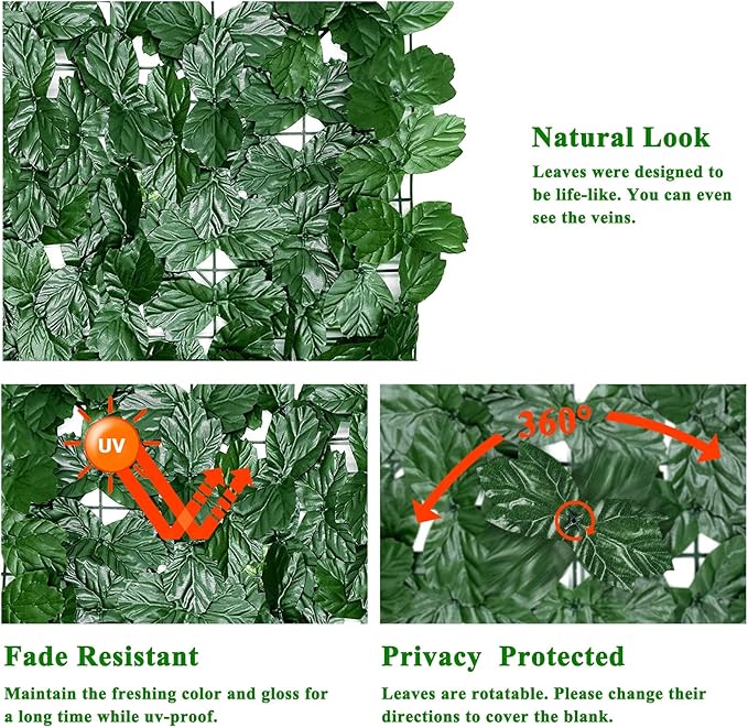 iCover Artificial Ivy Privacy Fence Screen, 59x98in Strengthened Joint Prevent Leaves Falling Off, Faux Hedge Panels Greenery Vines, Decorative Fences for Outdoor Garden