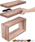 Sorbus Floating Shelves for Wall Set of 3 - Bathroom Shelves for Wall Storage, Over Toilet, Bedroom, Farmhouse, Decor - 2 Floating Shelves with Invisible Brackets & 1 Rectangular Box, Mahogany