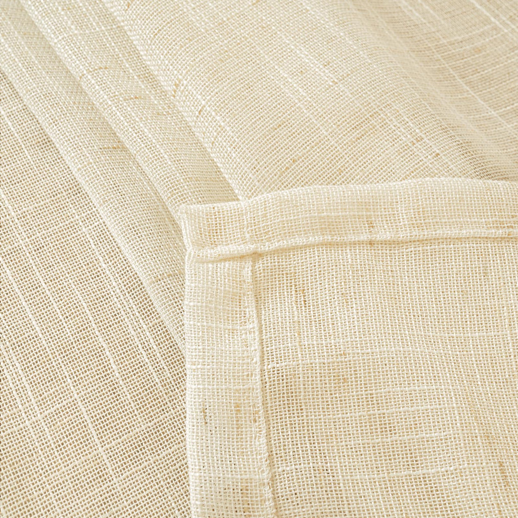 Linen Sheer Curtains 45 Inch Length for Kitchen Window (2 Count)