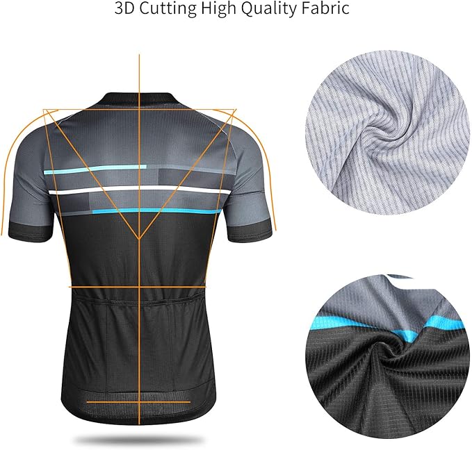 LAMEDA Men's Cycling Jersey Breathable Lightweight Bike Jersey Short Sleeve Quick Dry Moisture Wicking Biking Shirts