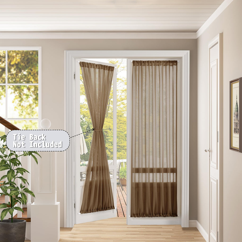 Sheer Door Curtains Closet Linen Textured Curtain Sheers Doorway Light Filtering Voile Patio Glass Door Rod Pocket Curtains French Doors