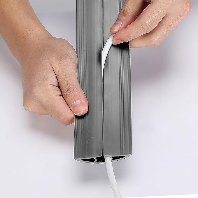 Bates- Floor Cord Cover, 10ft, Cable Cavity 0.6" (W) x 0.31" (H), Heavy Duty Wire Protector, PVC Extension Cords Hider, Protect Cords, Prevent Cable Trips, Cord Hider for Office, Home, Outdoor