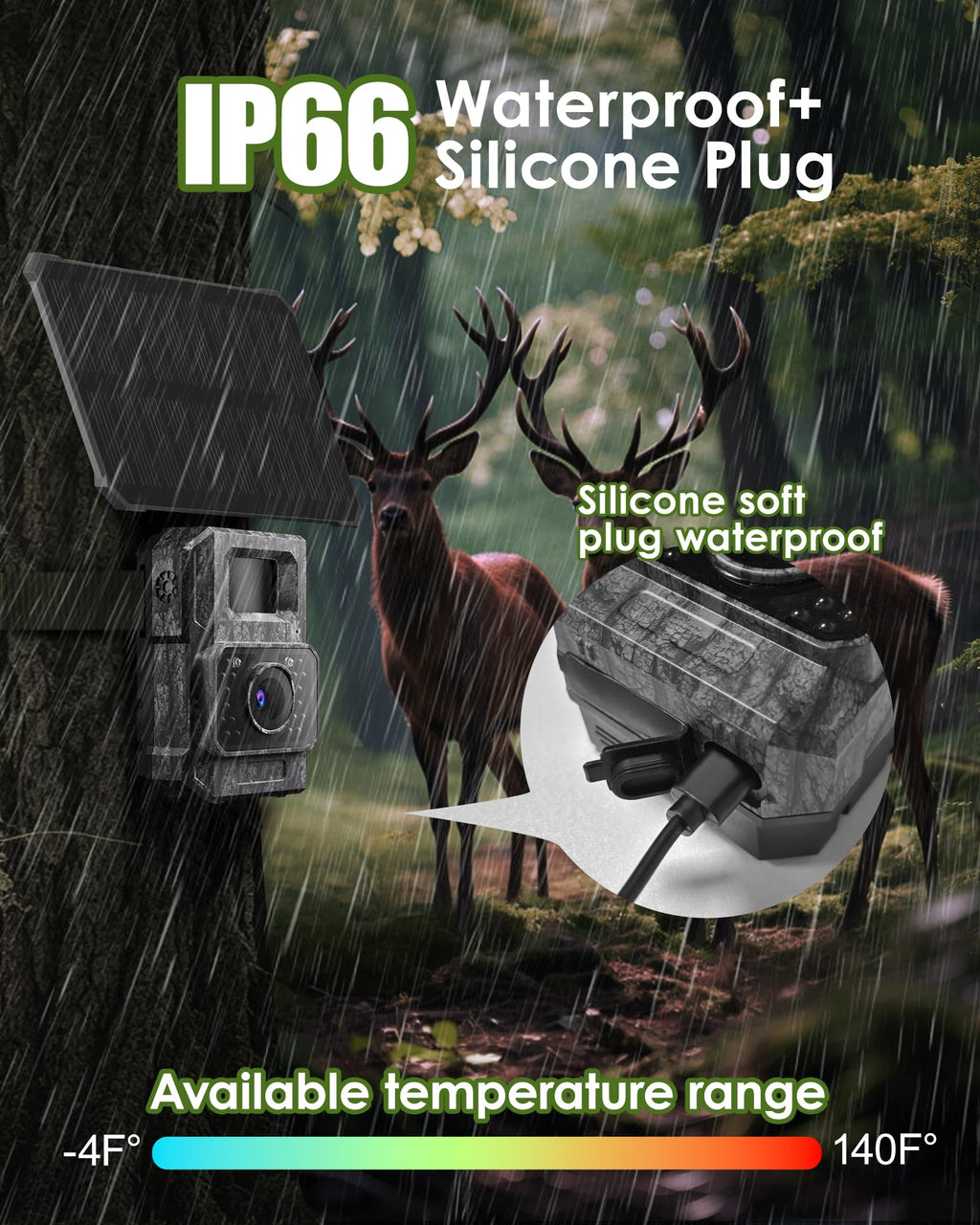 MAXDONE Trail Camera - 4K, 64MP, Solar, WiFi, Bluetooth